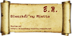 Bleszkány Mietta névjegykártya